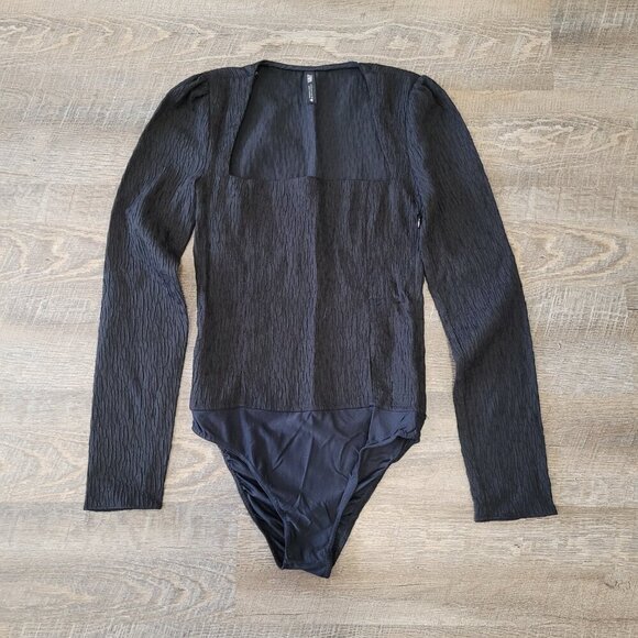 ZARA | Square Neckline Textured Long Sleeve Bodysuit | Sz. S - Picture 6 of 10